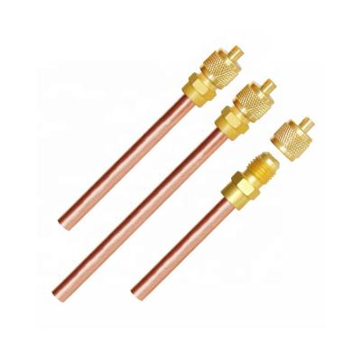 China Home 1/4 Pin Valve Fill Valve Copper Brass Access Valve for R134a Freezer HVAC Refrigeration and Air Conditioner for sale