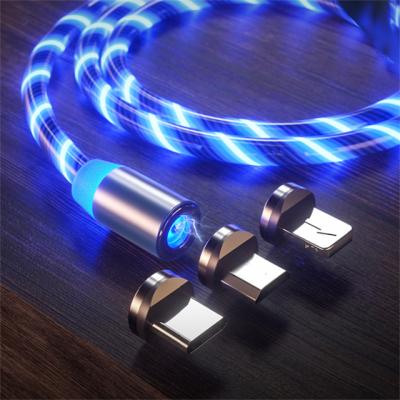 China Free Shipping Top5 Mobile Phone UUTEK UC002 Top Selling Magnetic USB Cable 3 in 1 LED Lighting USB Charging Cable for sale