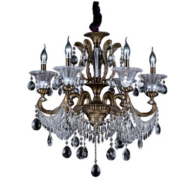 China French copper luxury crystal hallway 6-burner post-modern European ceiling lamp living room background bedroom bedside lamp for sale