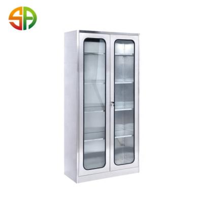 China Hospital 2 Door Hospital Instrument Display Cabinet With Shelf for sale