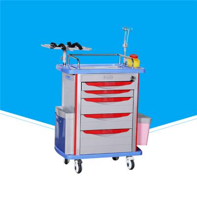 China Hospital China Manufacturer Hospital Equipment Mobile Drugs Luxury ABS Plastic Medical Cpr Icu Resuscitation Rescue Trolley Crash Cart for sale