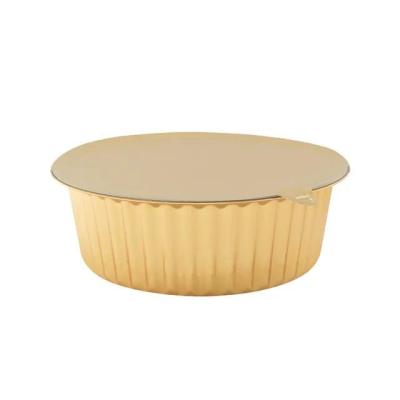 China 3500ml Gold Foil Takeout Casserole Round Microwave Recyclable Soup Tray Aluminum Containers With Lid Aluminum Foil Disposable Containers for sale