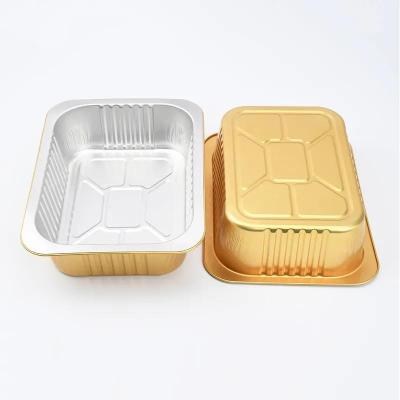 China Wall Recyclable Soft Rectangle Large Size Aluminum Foil Container With Lid Eco Aluminum Foil Takeout Food Container for sale