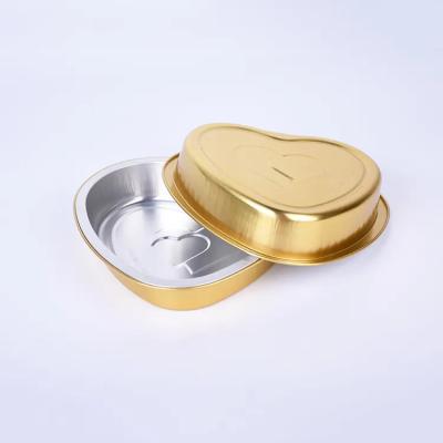 China Shape Eco-friendly Disposable Oven Heart Food Grade Tray Aluminum Foil Pan Baking Cake Pan for sale