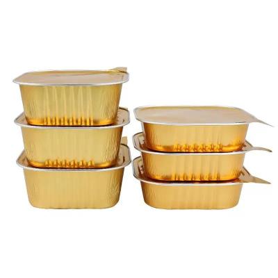 China Recyclable Disposable Food Container Aluminum Foil Take Out Food Packing Box Molds Aluminum Foil Trays With Lids for sale