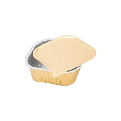 China Food 150ML Disposable Pizza Container Aluminum Foil Tray Pie Pan Foil Cupcake Baking Cup With Lids for sale