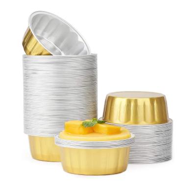 China Eco-friendly 125ML Food Grade Round Dessert Cup Baking Heavy Duty Lining Disposable Pudding Cake Cup Tin Foil Bowl Aluminum Foil Box for sale