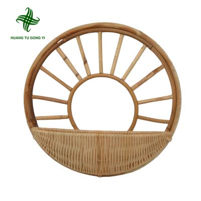 China Huangtu Basket Organizer Simple And Fresh Handmade Hollow Round Rattan Woven Storage Baskets for sale