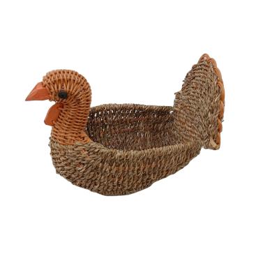 China Eco-friendly Felt PP Children Sea Grass Turkey Fruit Basket Anime Figure Plastic Woven Cute Home Decor for sale