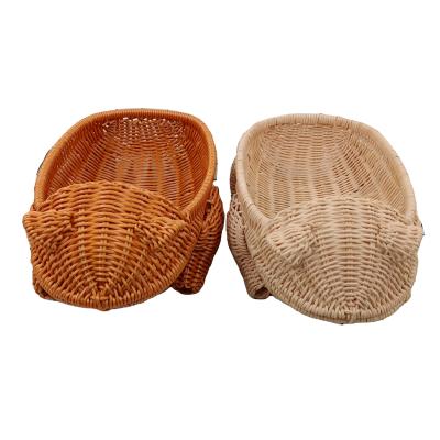 China Eco-friendly Felt Woven Plastic Home Decor PP Decor Accessories Cute Animal Frog Fruit Basket Kids Storage Basket Handmade Home Support for sale