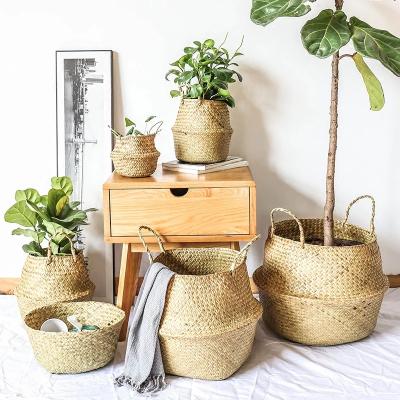 China Handmade Plant Wicker Succulent Basket Vegetable Plankton Storage Laundry Box Europe Huangtu Wedding Decor Handmade Container Straw Flower Basket for sale