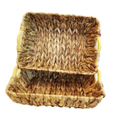 China Huangtu Sustainable Classics Square Handwoven Collapsible Natural Water Hyacinth Storage Baskets From Guangxi Bobai for sale