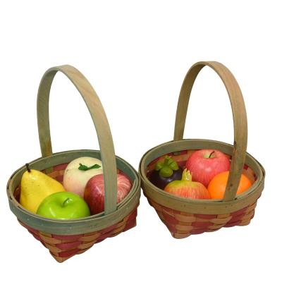 China Home Storage Huangtu Mini Bamboo Woven Easter Christmas Handmade Storage Fruit Basket Wholesale Viable Bridesmaid Basket for sale