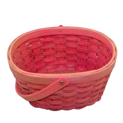 China Festival Decoration Huangtu Hand - Empty Woven Basket Flowers Basket Flowers Holiday Easter and Christmas Wicker Gift Basket with Handle for sale