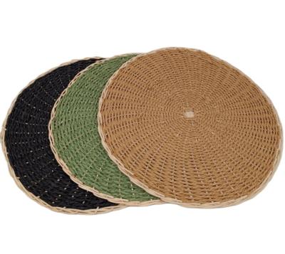 China Sustainable Eco-friendly Round Mats Natural Hand Woven Rattan Heat Resistant Huangtu Decorative Set Mats For Dining Table for sale