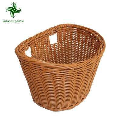 China Huangtu Front Handlebar Rattan Handwoven Bike Basket Durable Kids Woven Bike Basket for Boys and Girls Bikes Wicker Basket for sale