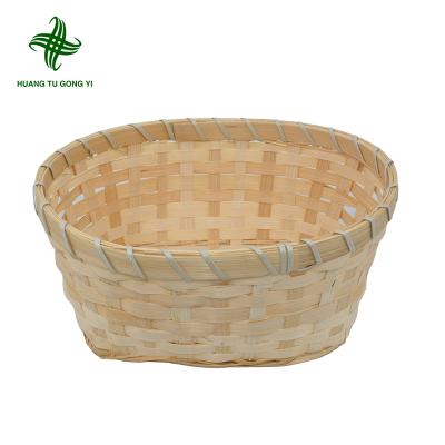 China Bamboo Chips Hand Woven Flower Storage Huangtu Wood Baskets Viable Rattan Gift Bamboo Basket for sale