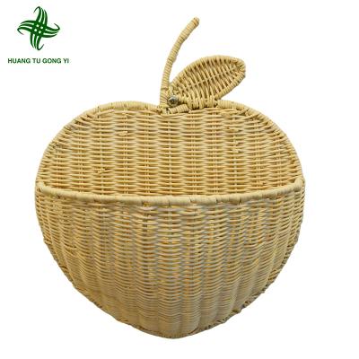 China Country style transitional hot selling Huangtu fruit plastic rattan flower pots hang baskets hanging rattan basket for sale