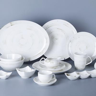 China Middle East Hot Market Chaozhou Factory Sustainable Porcelain Dinnerware Set Sale Restaurant Glazed Ceramic Tableware for sale