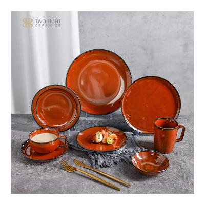 China China Latest Stored Household Items Rustic Ceramic Dish , Food Safe Porcelain Dinner Product Set for sale