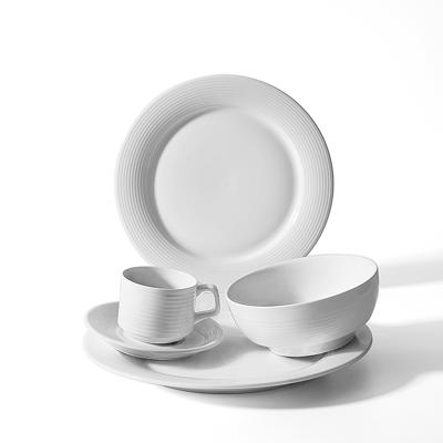 China Best Selling OEM Sustainable Home Hotel Restaurant White Plates Sets Dinnerware Dinnerware Sets Buffet Dishes* for sale