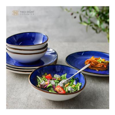 China 6 Inch Sustainable Deep Bowl Ceramic Color Kitchenware Material Ceramic Bowls for sale