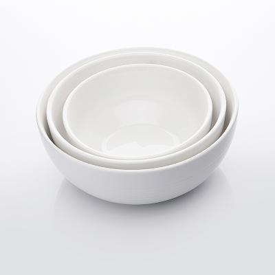 China Hotel and Restaurant Stocked Ceramic 4/4.5/5/6/7/8/9 Inch Porcelain Soup Bowl White Shiny Salad Bowl for sale