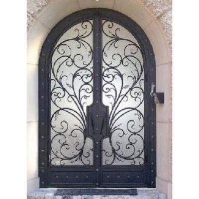 China Durable Casement Black Exterior Front Entry Glass Double Doors for sale