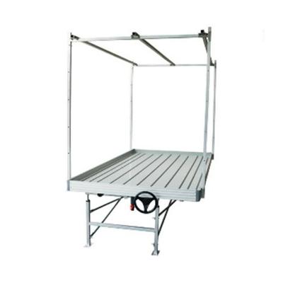 China Clear Movable Hydroponic Ebb And Flood Tray Rolling Table Grow Sliding Bench For Greenhouse Growing for sale