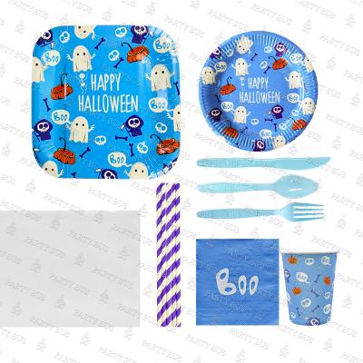 China PARTYBUS Ghost BOO Halloween Theme Disposable High Quality Party Supplies Disposable Party Dish Dinnerware Sets For Halloween for sale