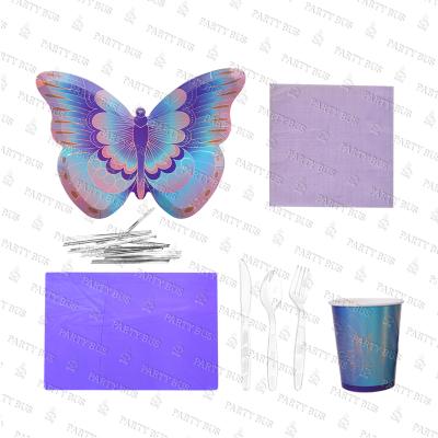 China Elegant Chinese Disposable PARTYBUS Party Paper Plate The Butterfly Love Theme Disposable Tableware Sets, Paper Plates, Cups For Wedding for sale