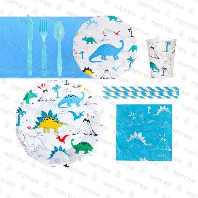 China Wholesale PARTYBUS 2021 Dinosaur World Disposable Birthday Party Supplies Disposable Paper Plate Cup Party Tableware Kits For Kids for sale