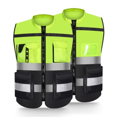 China Customizable Mingrui Logo High Visibility Reflector Work Water Proof Construction Pockets Safety Reflective Vest for sale