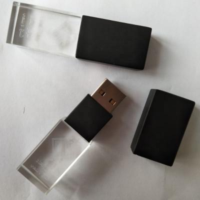 China Hot Sale Metal+Acrylic USB Laser Engrave Acrylic USB Flash Drive Matte White USB Stick Black LOGO for sale