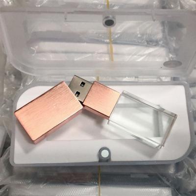 China Crystal USB Flash Drive Rose Gold Key Crystal USB Pendrives USB 3.0 Flash Stick16GB 32G 64gb 128gb Customized Logo Crystal USB Flash Drives With Box for sale