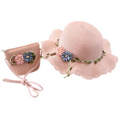 China Fashion Children's Beach Hat Girls New Fisherman Straw Hat Bag Summer Sunscreen Suits for sale