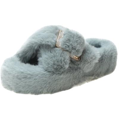 China Cushioning Wool Slippers Women's Fashion Plush Winter Cotton Thick Soft Unique Indoor Slippers for sale