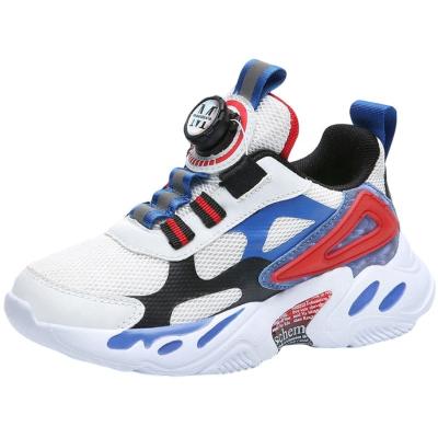 China Deodorization Kid's Rotary Knob Shoes New Fashion Breathable Girls And Boys Light Up Running Shoes for sale