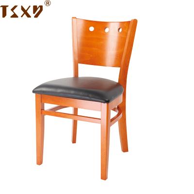 China (Other) Low Price Circular Hole Adjustable Solid Wood Back Restaurant Used Dining Chairs for sale