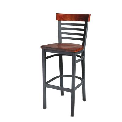 China Modern Wood and Metal Frame Combination Bar Chairs Modern Style Matte Iron Frame for sale