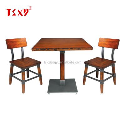 China Modern Metal Steel And Wood Chair Restaurant Table Set Restaurant Tables And Chairs for sale