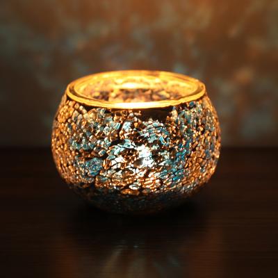 China Marrakesh Decorative Handmade Split Mosaic Glass Candle Holder 8*10 for sale