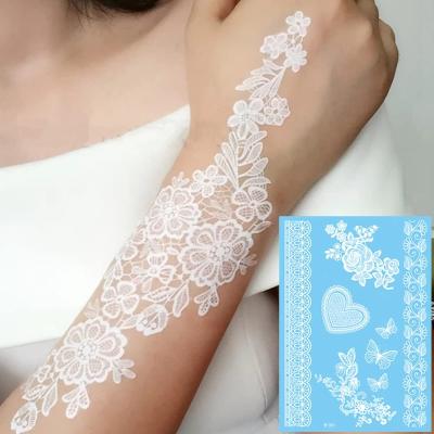 China Temporary White Henna Tattoo Lace White Tattoo Ink Sticker For Women White Tattoo Lace for sale