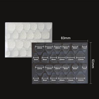 China Meaterial Eco-friendly 24pcs High Quality Transparent Flexible Nail Tips Self Adhesive Labels Glue Nail Double Side Stickers for sale