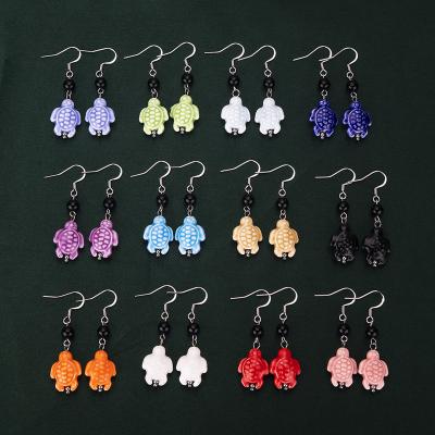 China BOHEMIA earrings china tortoise stone stainless steel circle earring charm silver woman jewelry animal black earrings gift wedding for sale