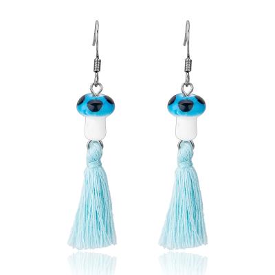 China CLASSIC Original Wholesale Blue Murano Glass Earrings Beautiful Mushroom Spell Yingwu Stainless Steel Circle Dangle Earrings for sale