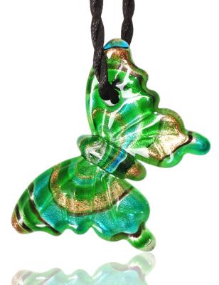 China Wholesale Murano Vintage Glass Animal Butterfly Pendant Necklace Black Lots Chain for sale