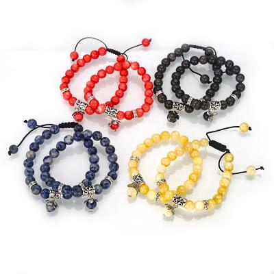 China CLASSIC natural stone bracelet, couple bracelet, weaving and elasticity healing power energy bracelet for sale