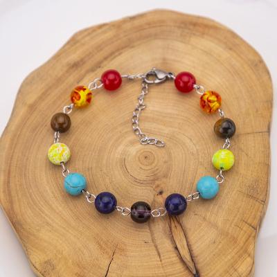 China FASHIONABLE Natural Stone Amethyst Tiger Eye Bracelet Manufacturer Wholesale 7 Chakra for sale