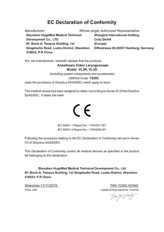 CE - Shenzhen Hugemed Medical Technical Development Limited Corporation